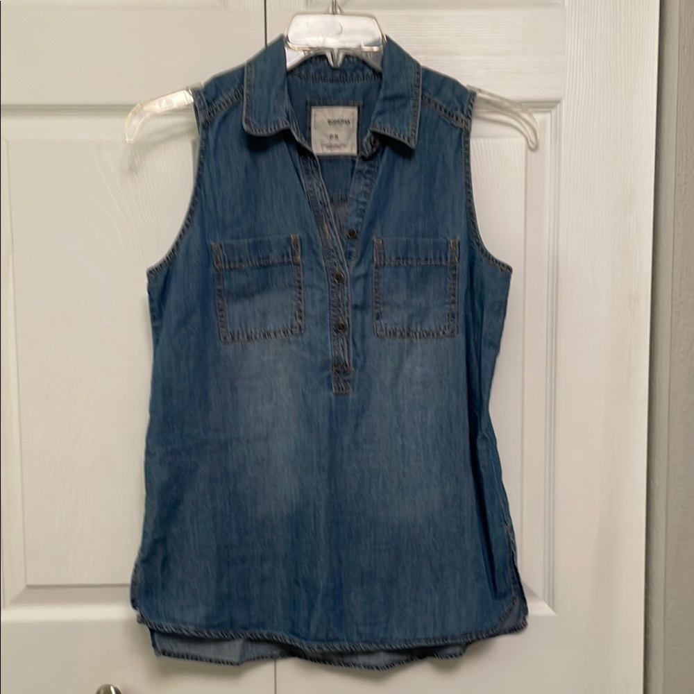 Sonoma Denim Chambray Popover Sleeveless Top Small
